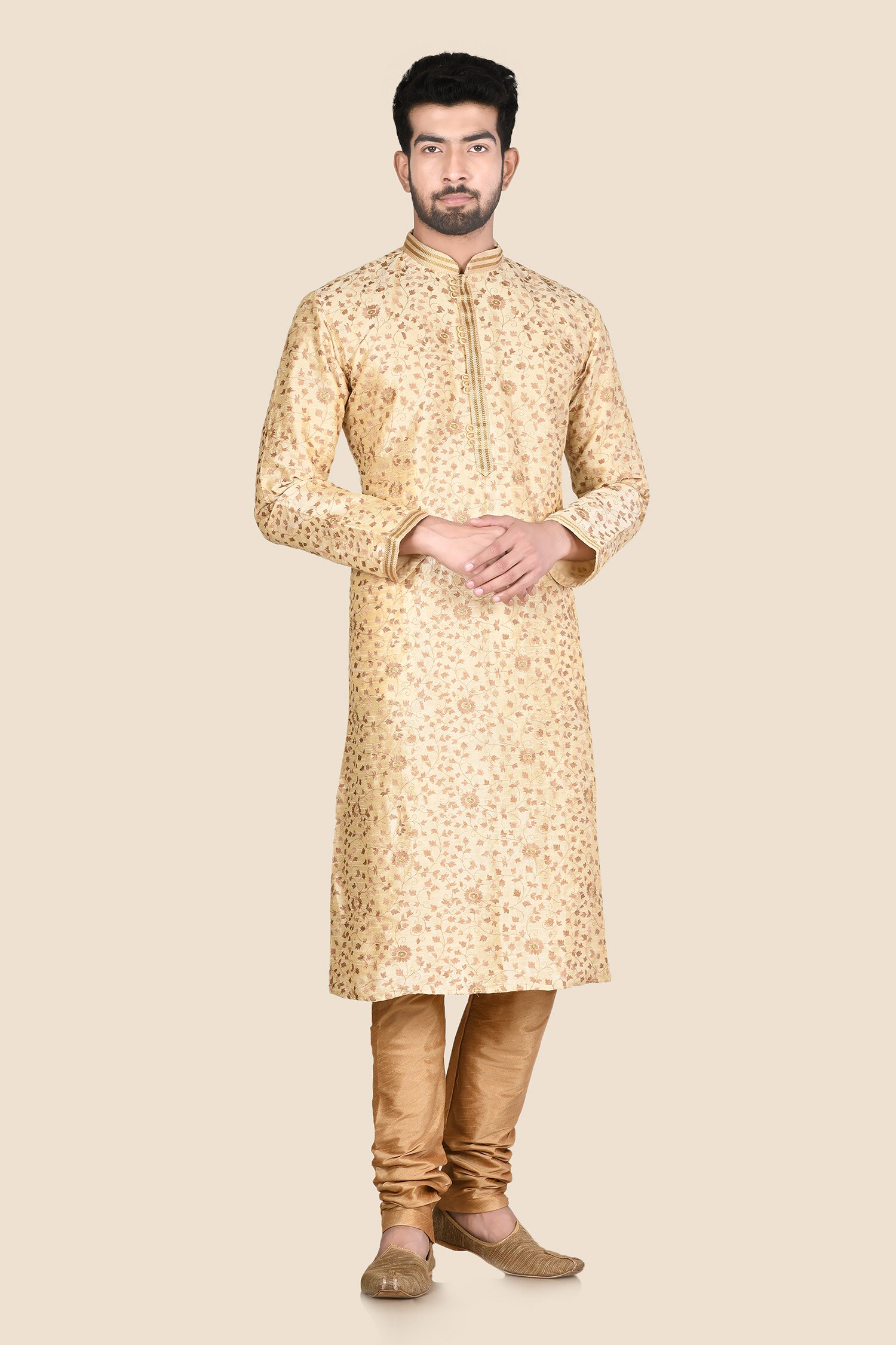 Aryavir Malhotra Beige Embroidered Kurta Set