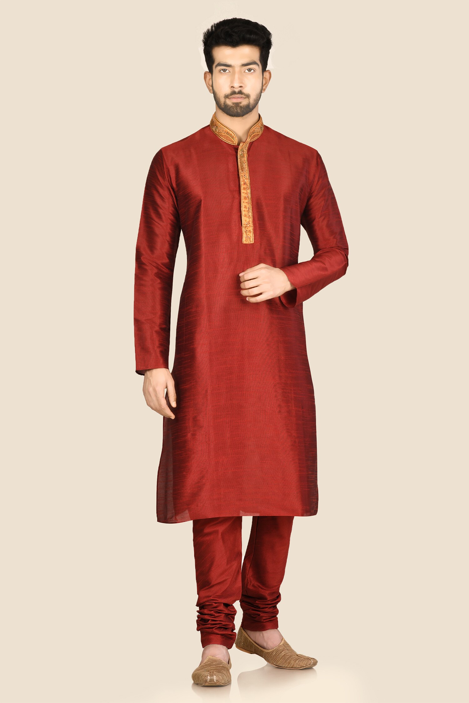 Buy Aryavir Malhotra Maroon Silk Kurta Set Online Aza Fashions