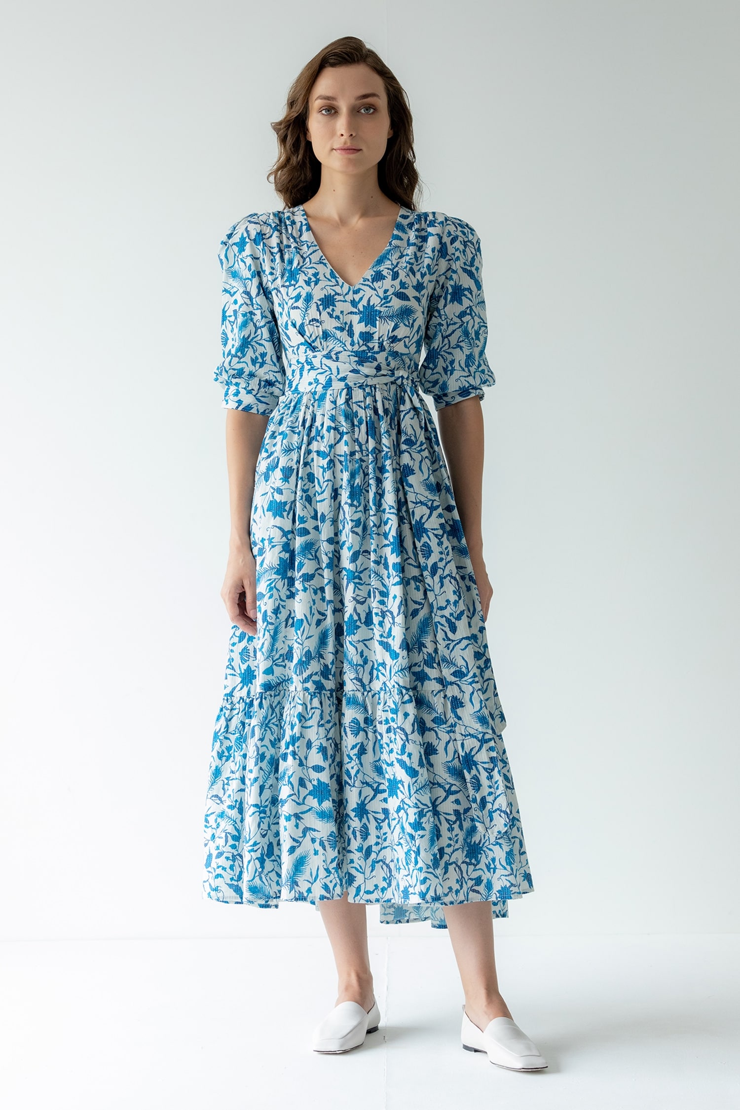 Buy Sruti Dalmia Blue Pure Cotton Hazel Floral Print Dress Online | Aza ...