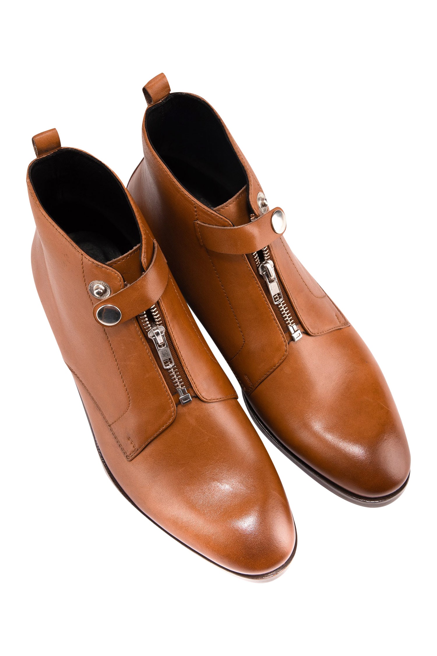 Dmodot Brown Ankle Zipper Boots