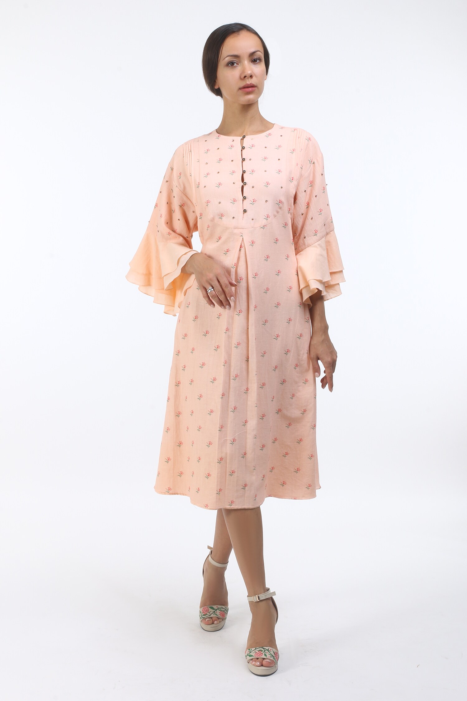 Nikasha Pink Floral Print Midi Dress