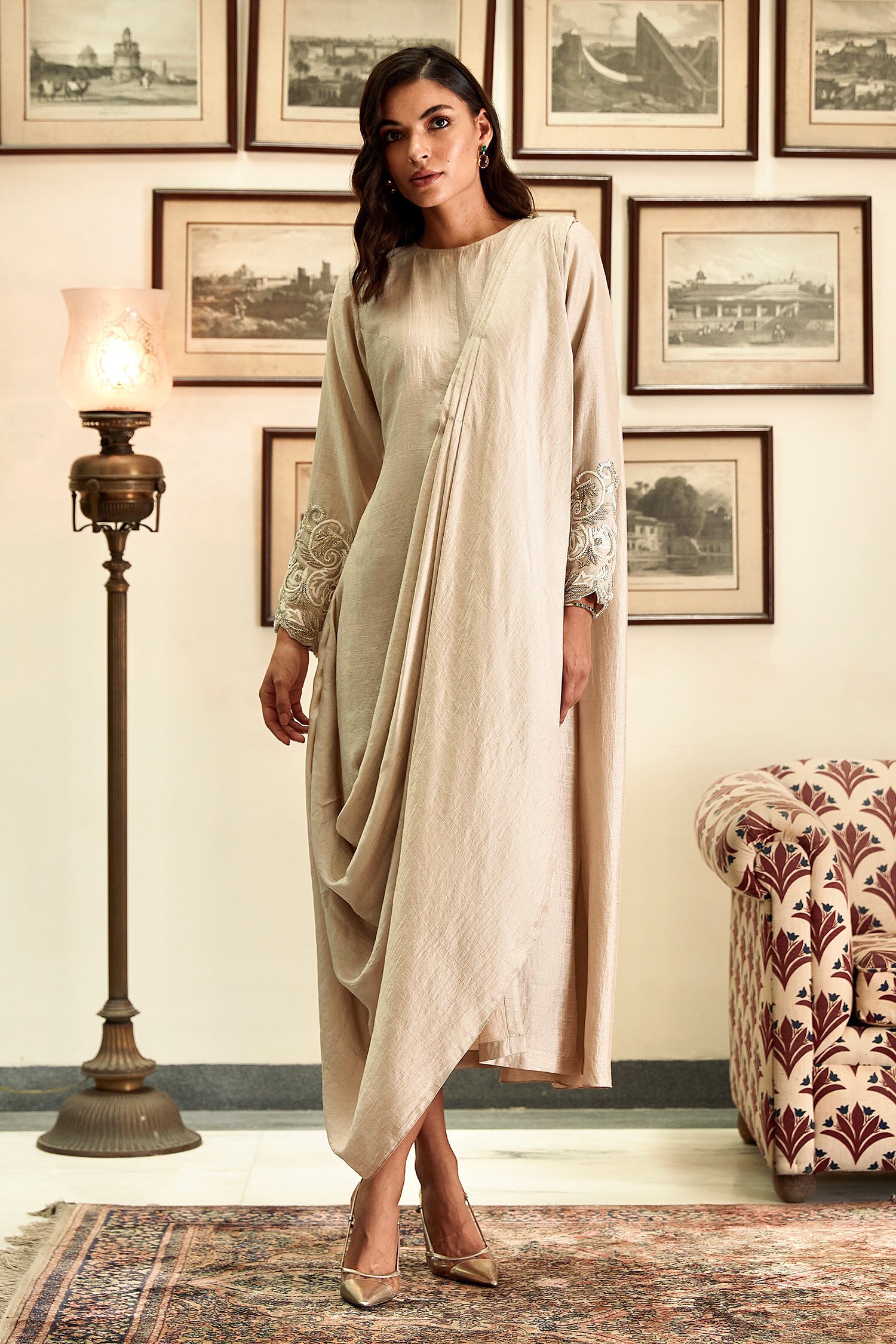 Twinkle Hanspal White Silk Dress Saree