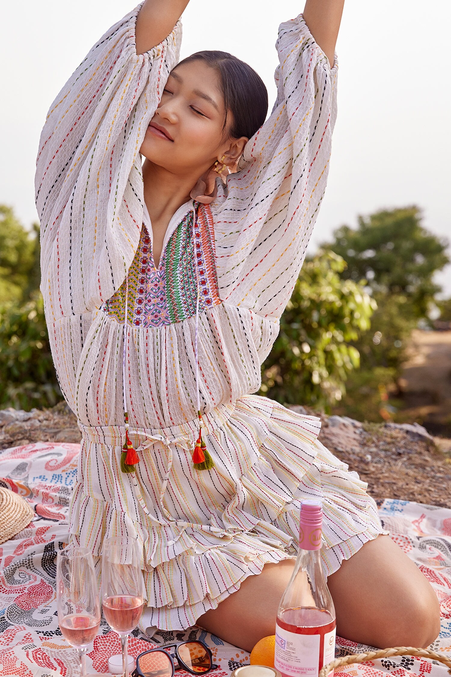 Buy Verb by Pallavi Singhee White Cotton Ruffle Skirt Online Aza Fashions