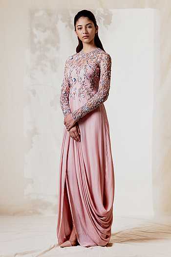 Buy Vivek Patel Pink Viscose Crepe