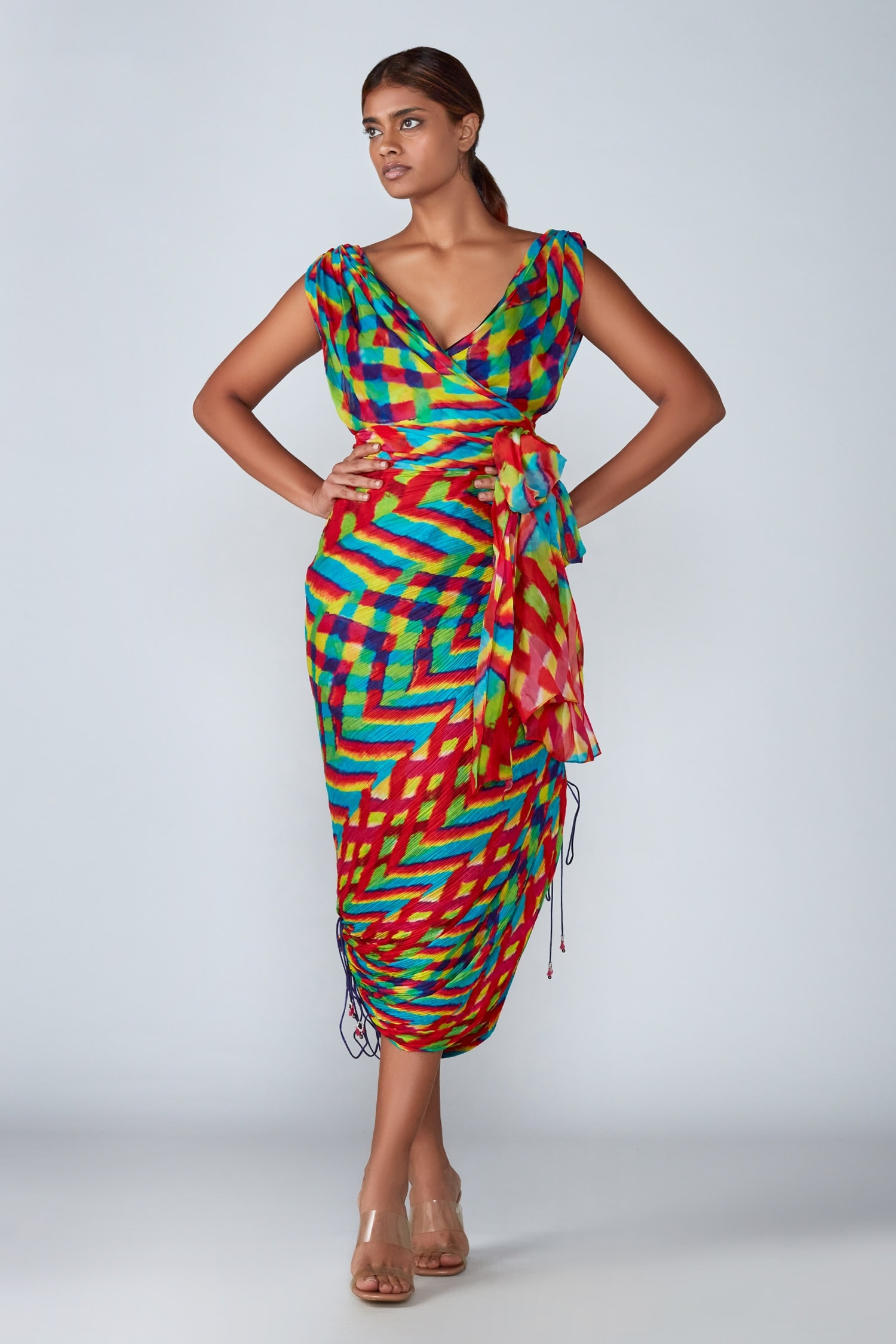 Saaksha & Kinni Multi Color Cotton Silk Leheriya Print Skirt