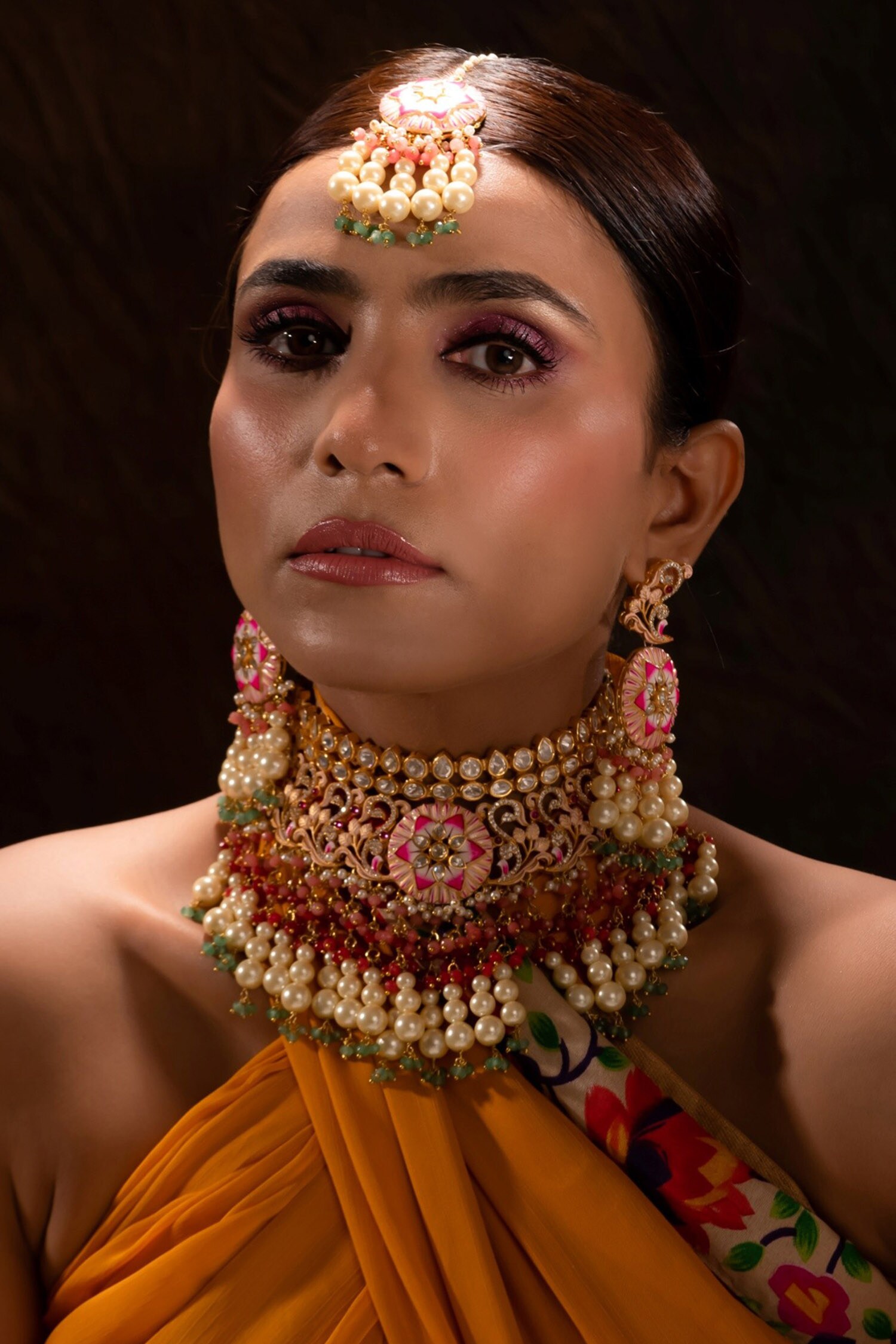 Buy Ishhaara Floral Design Choker Jewellery Set Online Aza Fashions