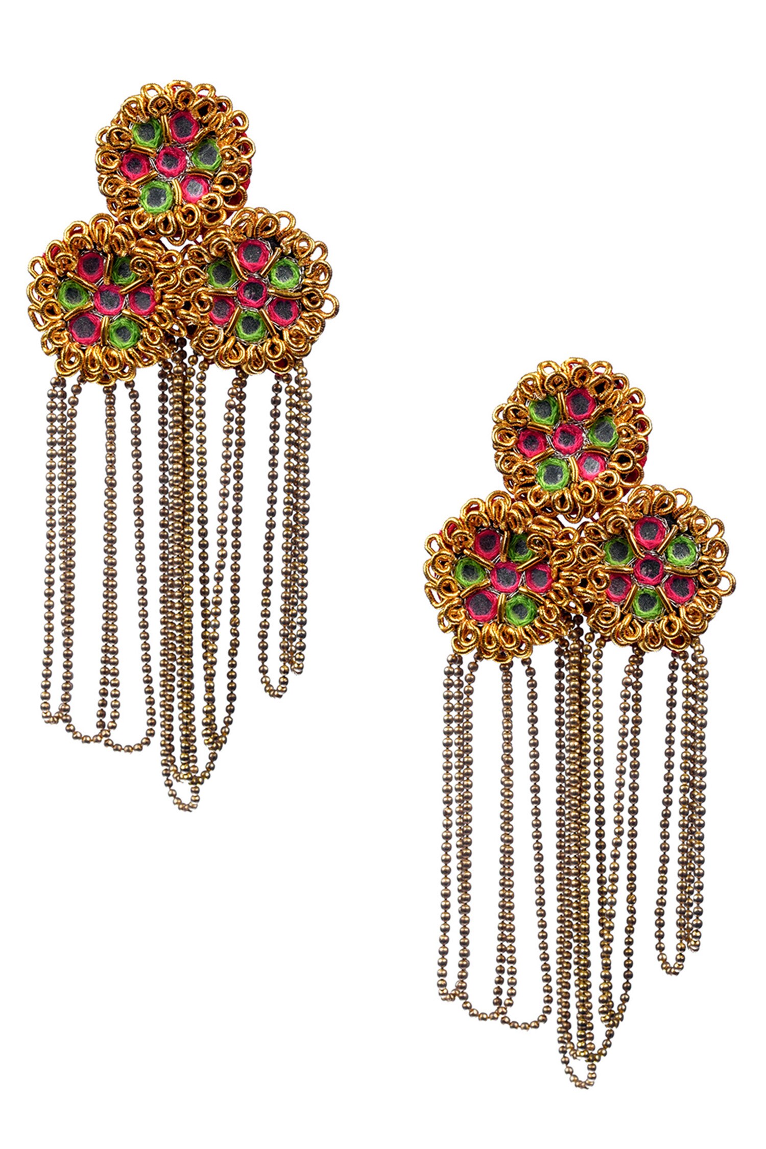 Buy Kanyaadhan by DhirajAayushi Hand Embroidered Tassel Drop Earrings Online Aza Fashions