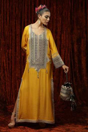 Stitched Chanderi Digital Printed Kaftan