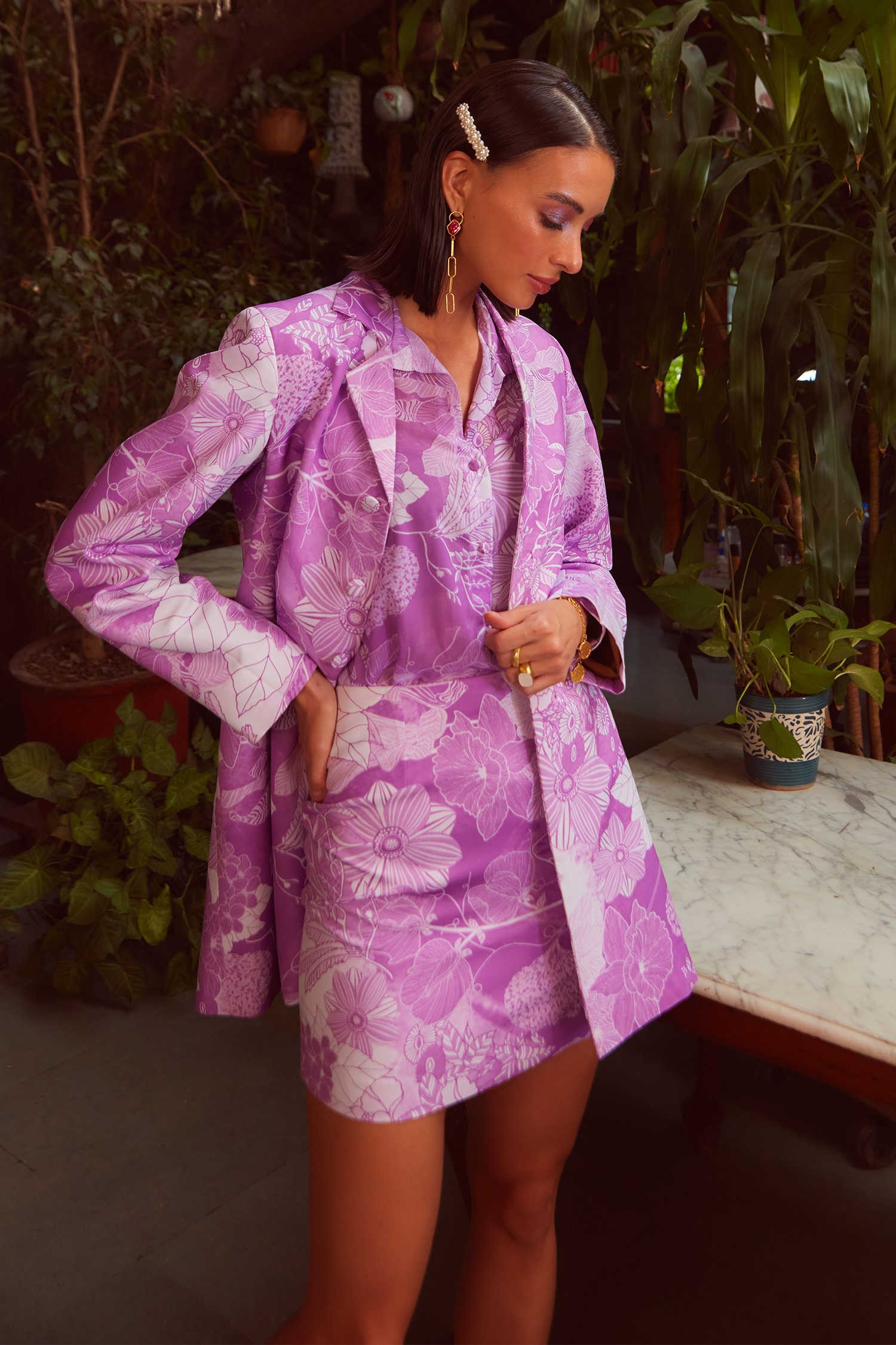 Ankita Dharman Pink Iris Blazer And Skirt Co-ord Set