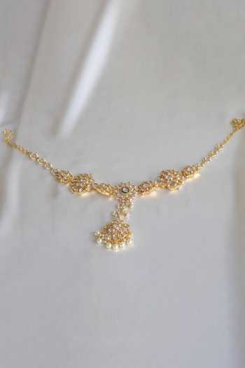 White Kundan Embellished Mathapatti main image 1