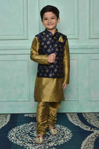 Boy Elephant Kurta Set - Brown main image 0
