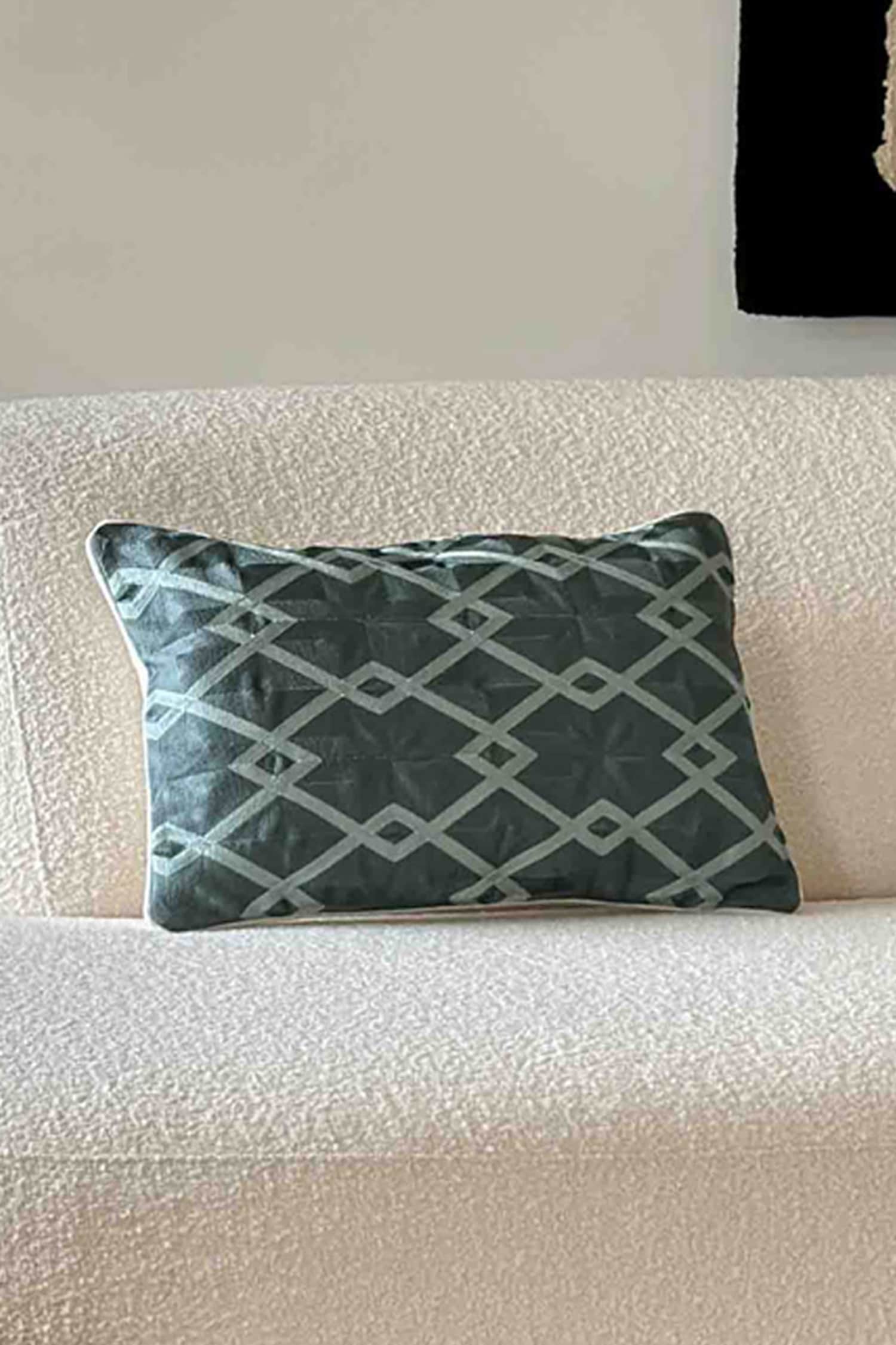 Mason Home Multi Color Cotton Embroidery Geometric Lumbar Cushion Cover