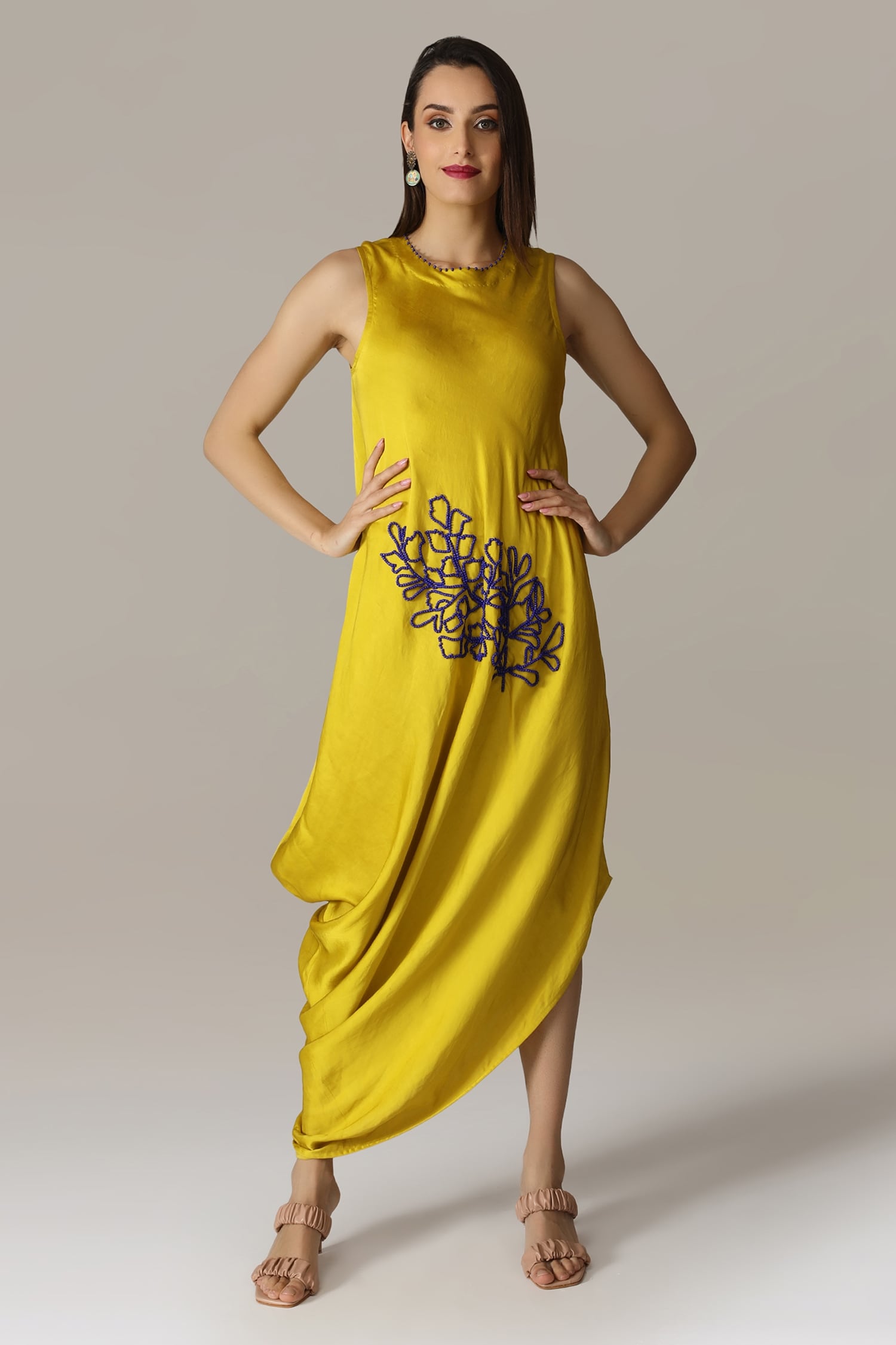 buy-yellow-viscose-cotton-satin-hand-embroidered-placement-floral-dress