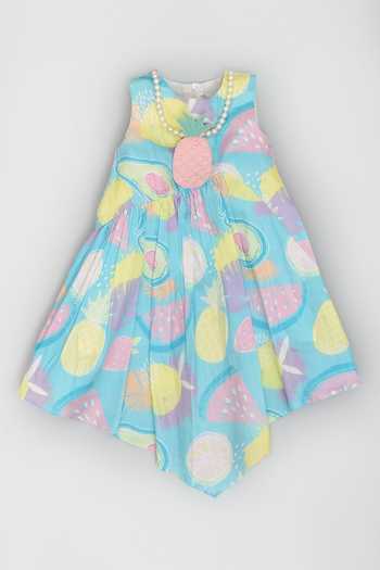 Buy Multi Color Cotton Printed Fruit Dress For Girls by LA DEE DA