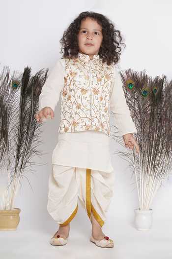 Boy Bandhani 3 Pc Bundi Set - Turquoise Blue