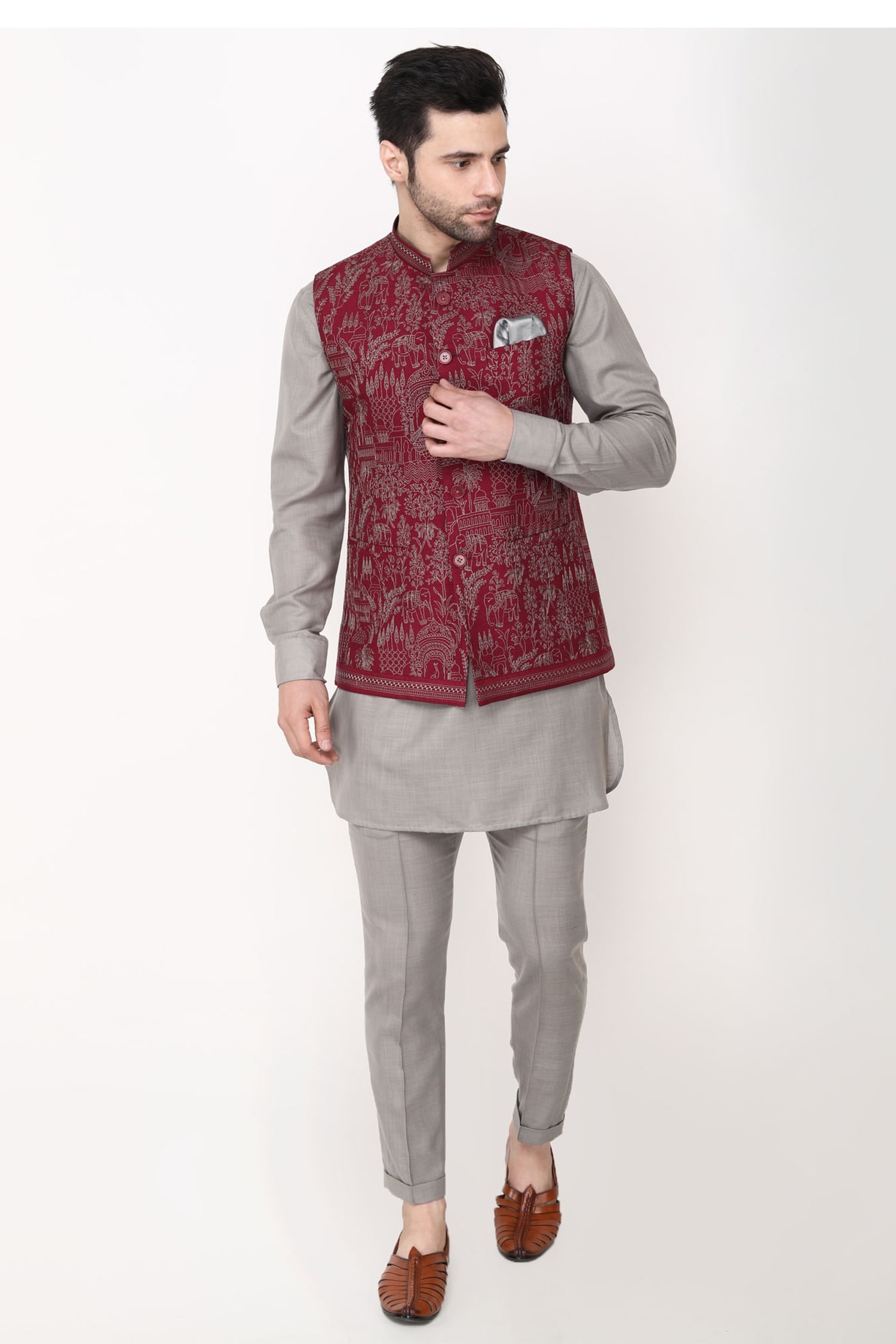 Buy Embroidered Work Jacket Style Salwar Suit Online