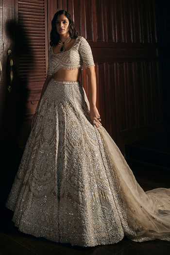 Simran in Sage-Maroon Print And Highlighted Square Neck Blouse With Lehenga Set main image 0
