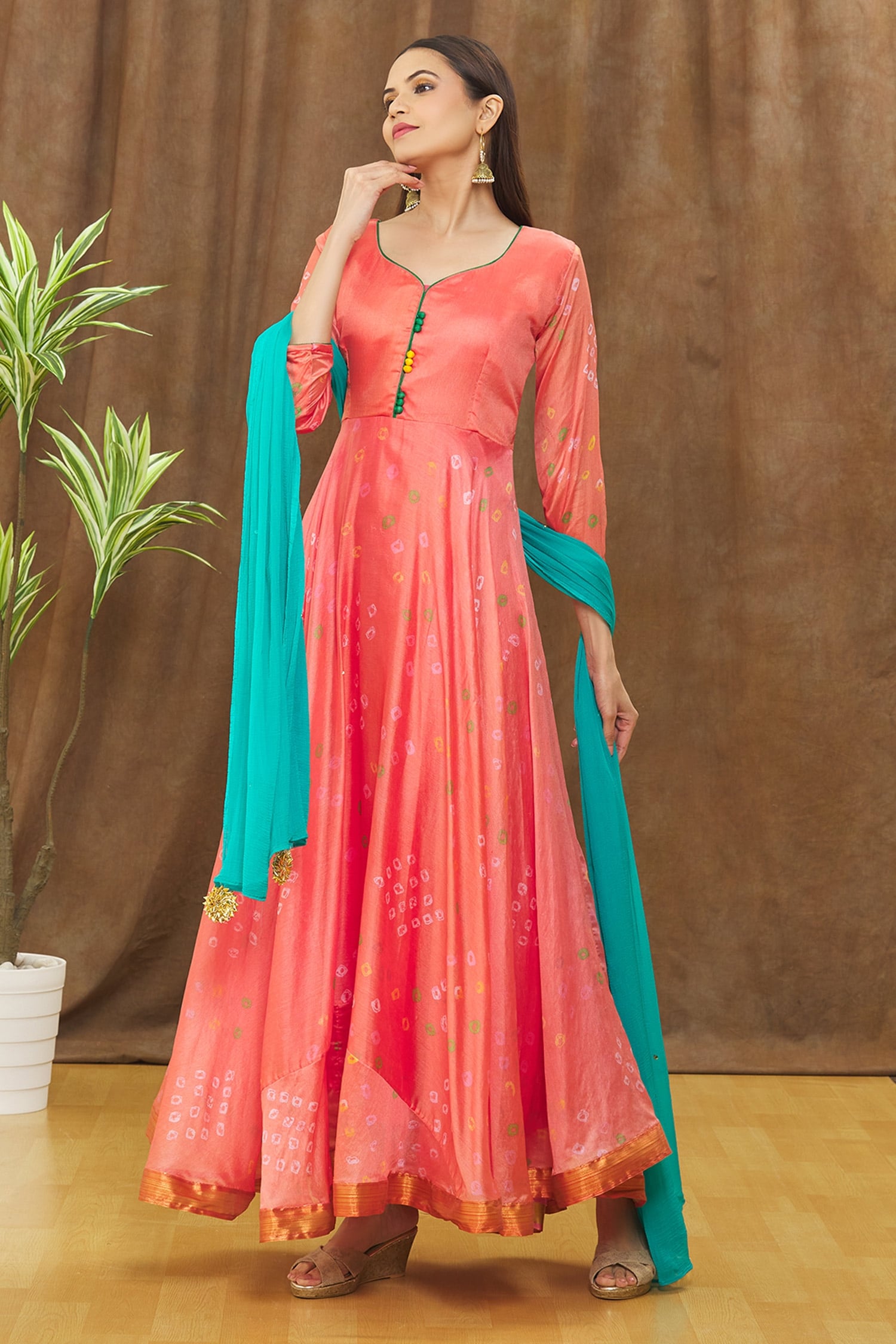 Teal Yellow Gotapatti Anarkali Suit | Designer party wear dresses, Fancy dress  design, Dress indian style
