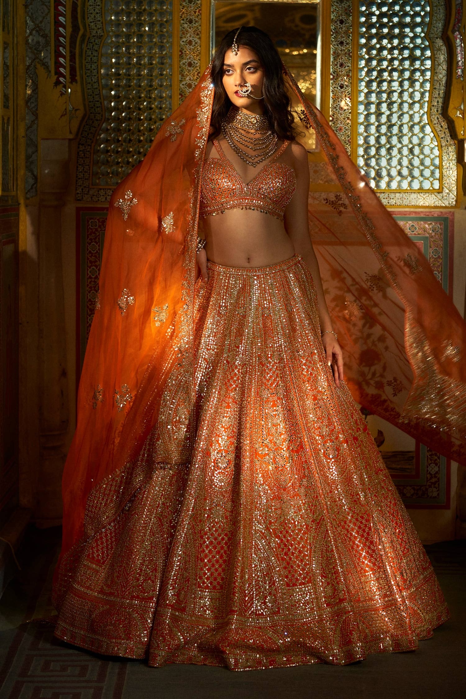 Orange Long Frock Lehenga for Pakistani Bridal Dresses – Nameera by Farooq
