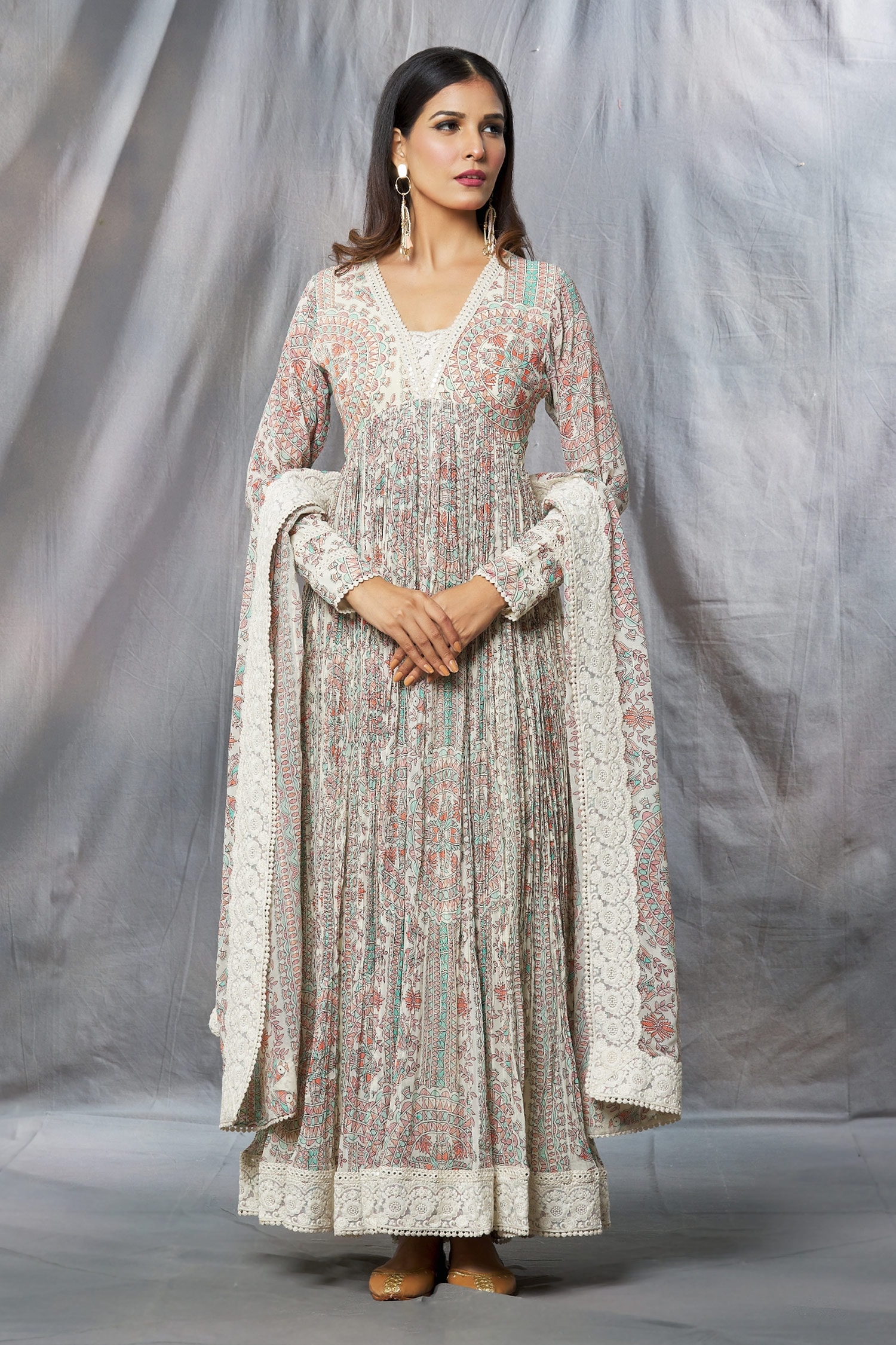 Juniper Maroon LIVA Rayon Printed Anarkali Dress