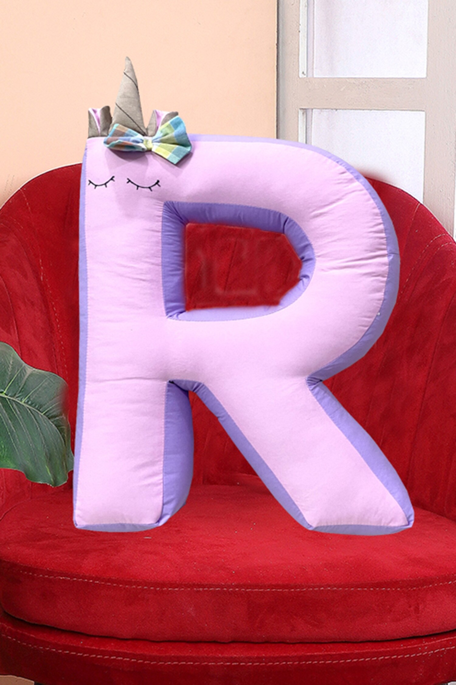 Buy Pink Cotton R Alphabet Shape Cushion by My Gift Booth Online at Aza