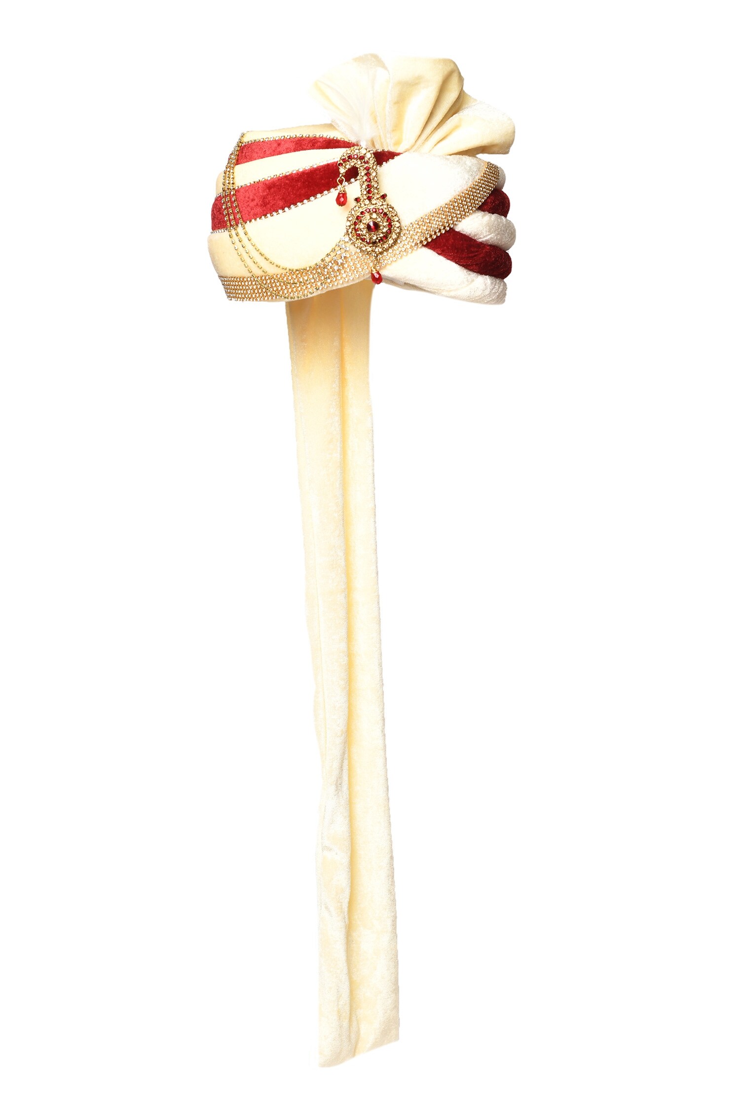Naintara Bajaj Cream Glass Velvet Colorblock Safa