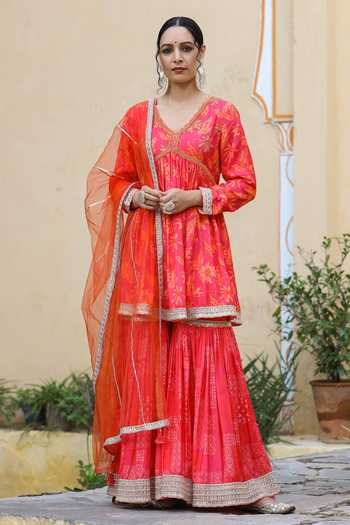Peplum Style Kurta with Embroidered Sharara