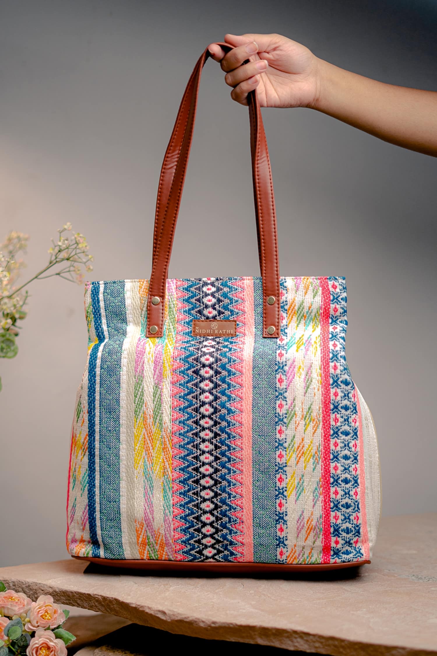 NR BY NIDHI RATHI - Multi Color Woven Jacquard Geometric Bag