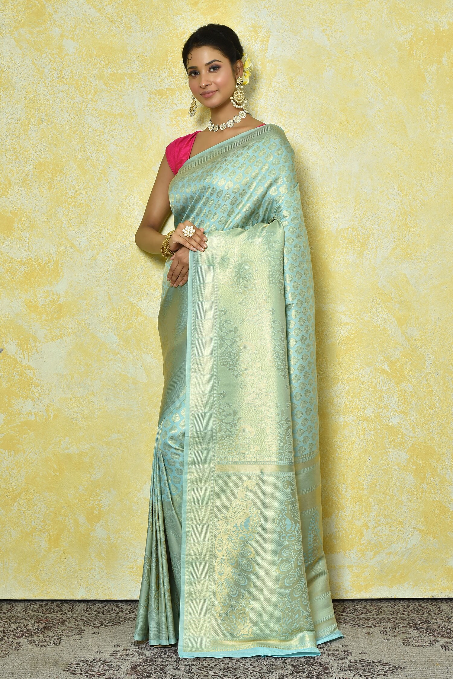 Buy Green Kanjeevaram Silk Woven Peacock Pallu Saree For Women by ...