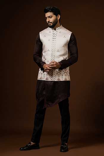 Mazhar red bundi kurta set