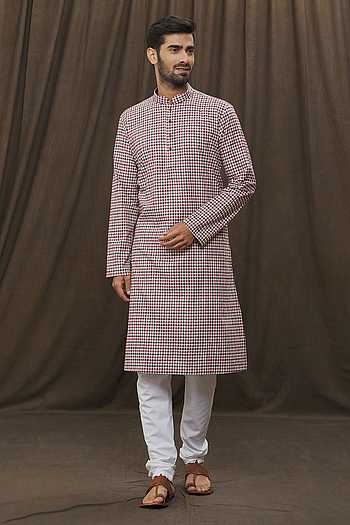 Marron Kurta Jaquard  Churidar