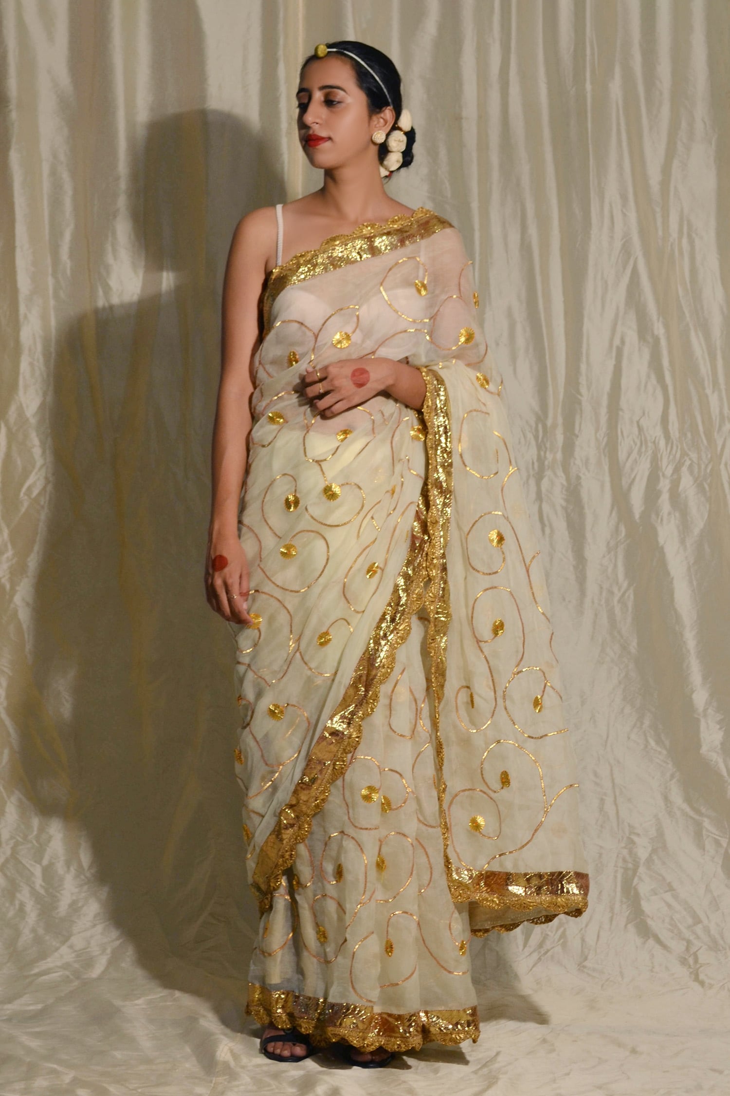 Buy Studio Malang White Organza Embroidered Saree Online | Aza Fashions