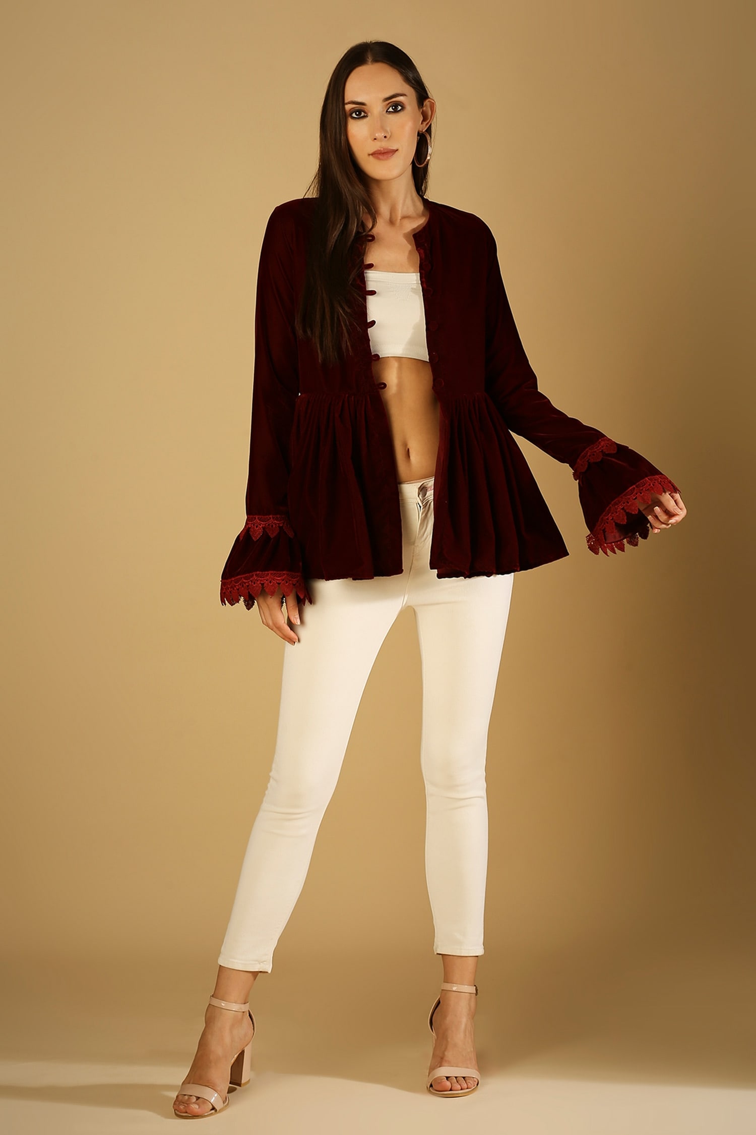 burgundy peplum jacket