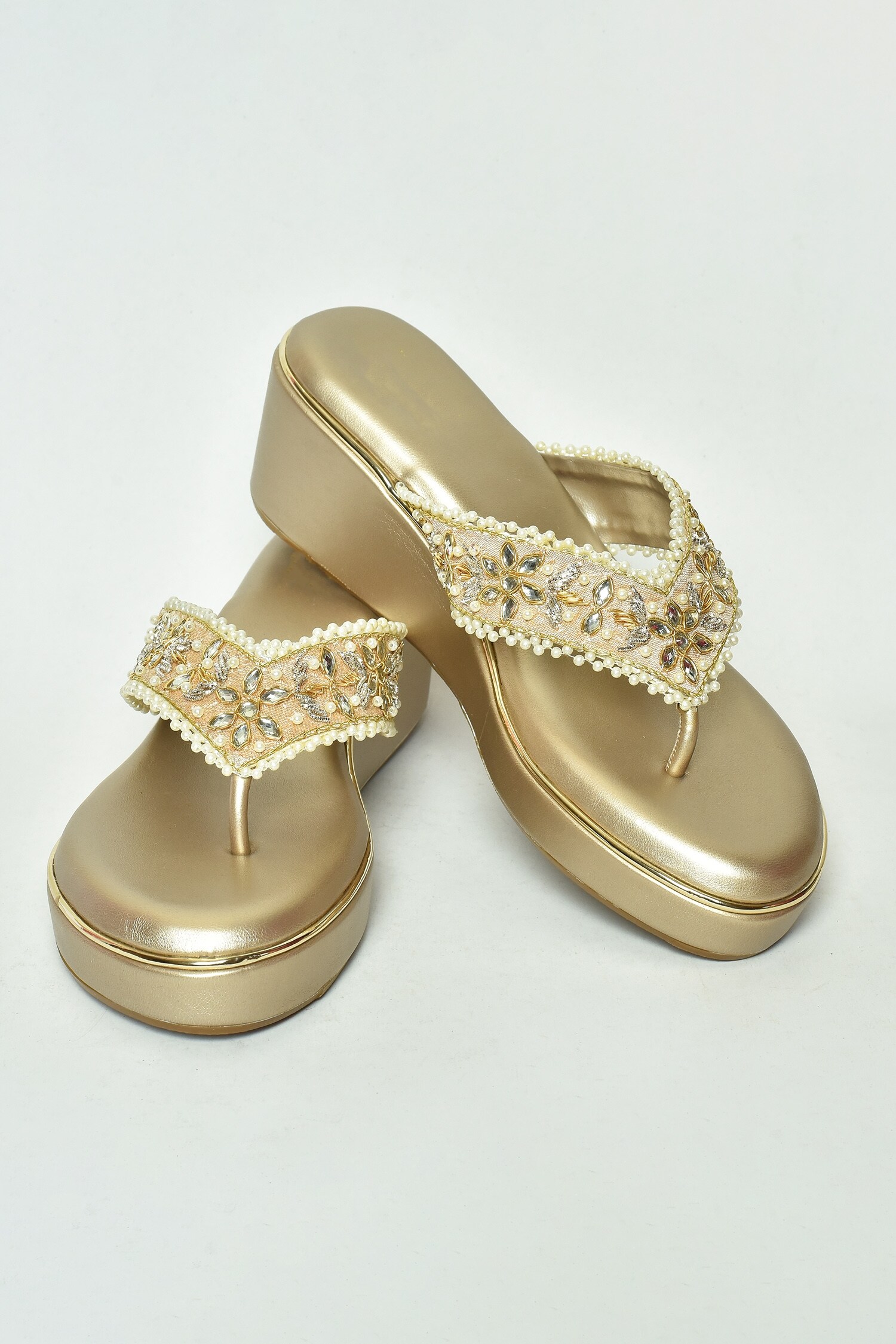 Buy Nayaab by Aleezeh Beige Leather Stone And Bead Embellished Strap