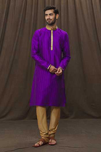 PURPLE Kurta COTTON LINEN Churidar