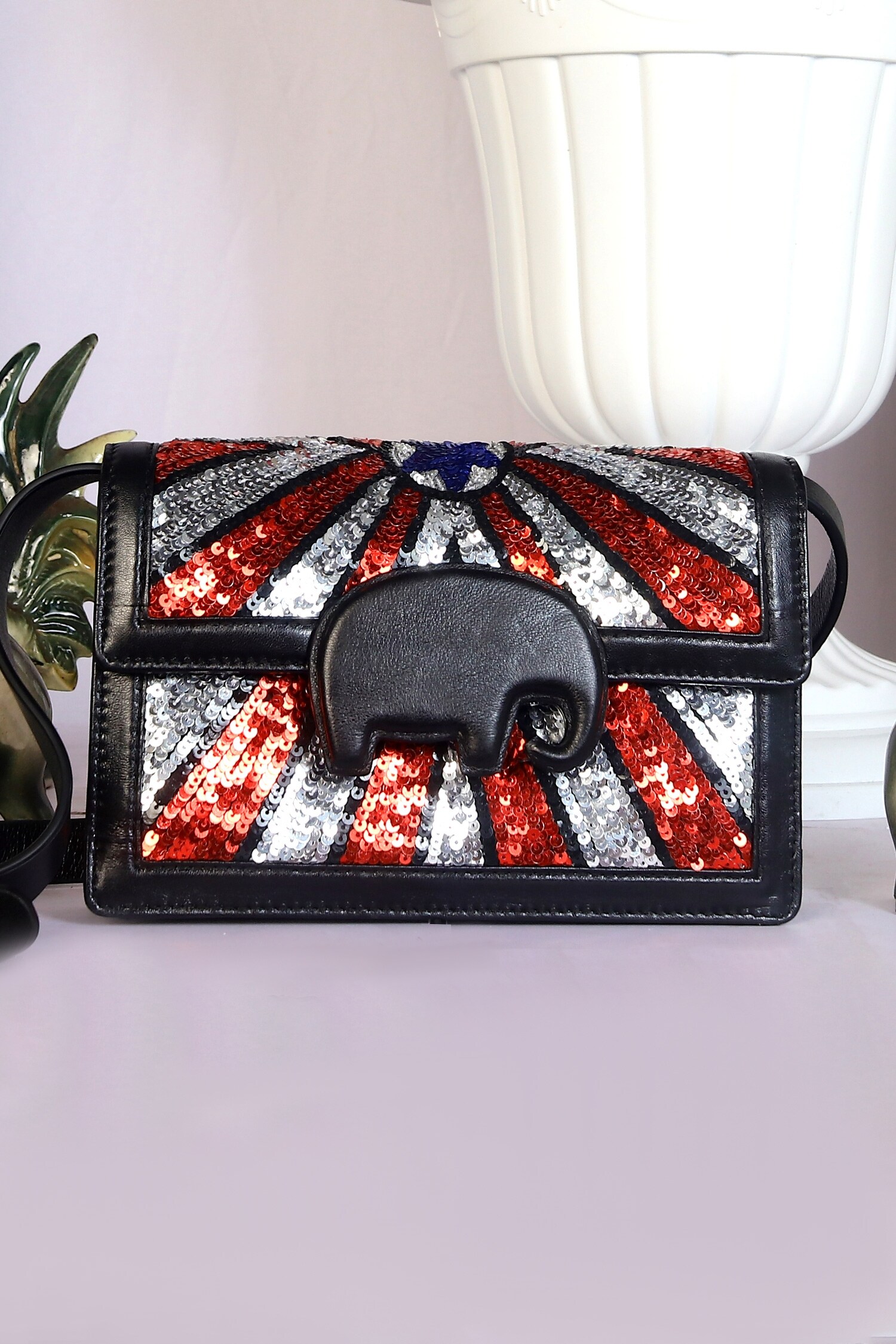 SAURAV GHOSH Black Sequin Embellishment Mammoth Bag