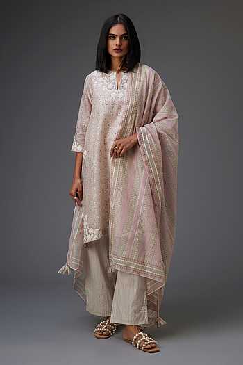 Pink - Hand Block Bagru Print Chanderi Silk Kurta Set 06