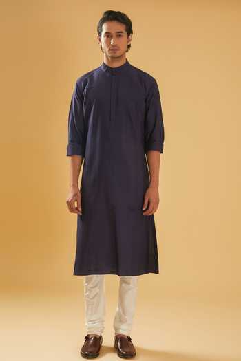 Pre Order: Loop Buttons Detail Kurta With Yellow Open Jacket And Pyjama main image 0