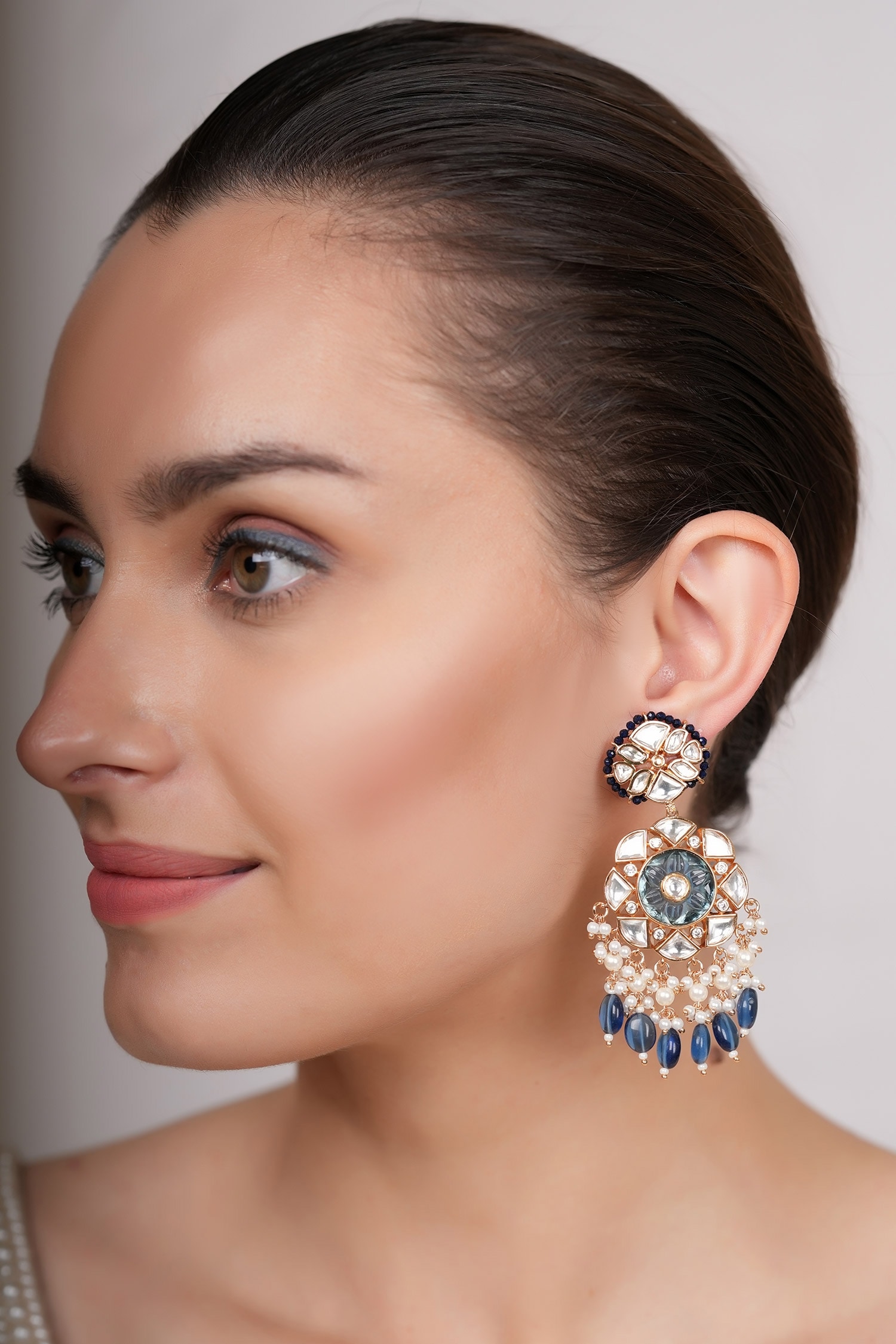 Buy Gold Plated Polki Osha Embellished Dangler Earrings By Ekathva