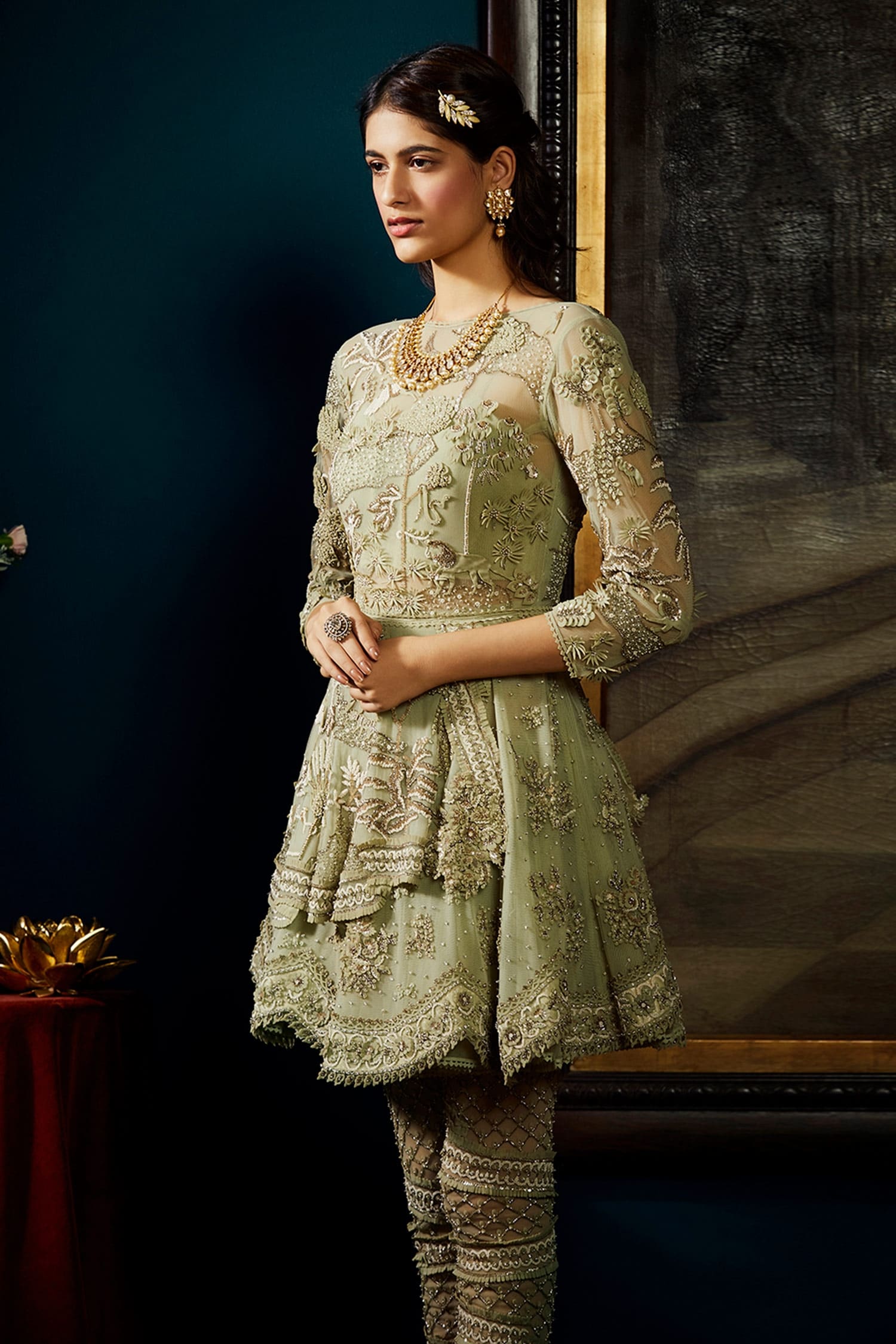 Shop Beige Net Anarkali Suit Party Wear Party Wear Online at Best Price |  Cbazaar