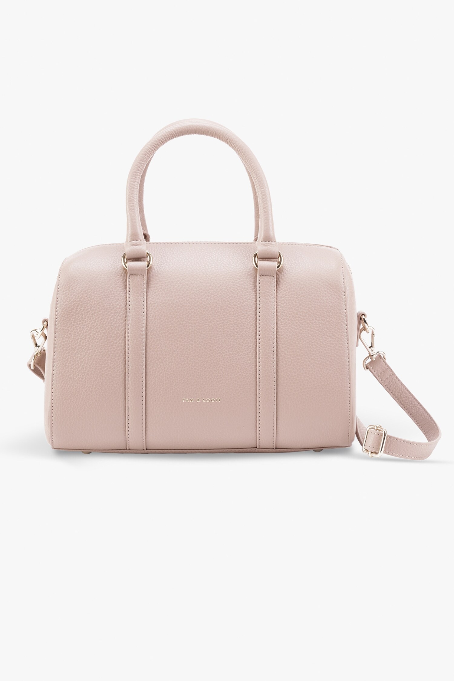 Buy Pink Textured Leather Boston Bag by Tan & Loom Online at Aza Fashions.