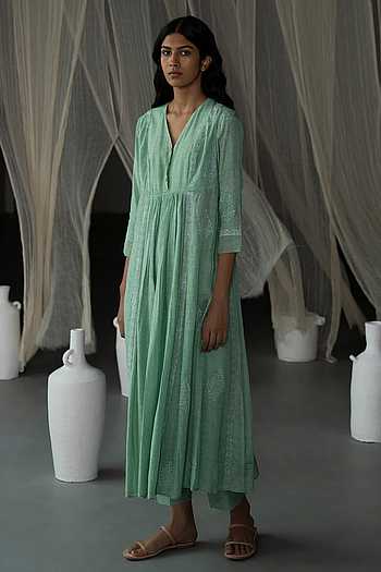 Blue Muslin Pant Anarkali