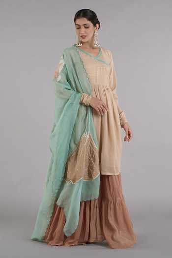 Embellished Kurta Sharara Set with Zari and Resham