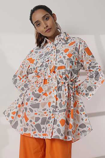 Buy Studio Moda India Multi Color Cotton Dynamic Terrazo Print Shirt ...
