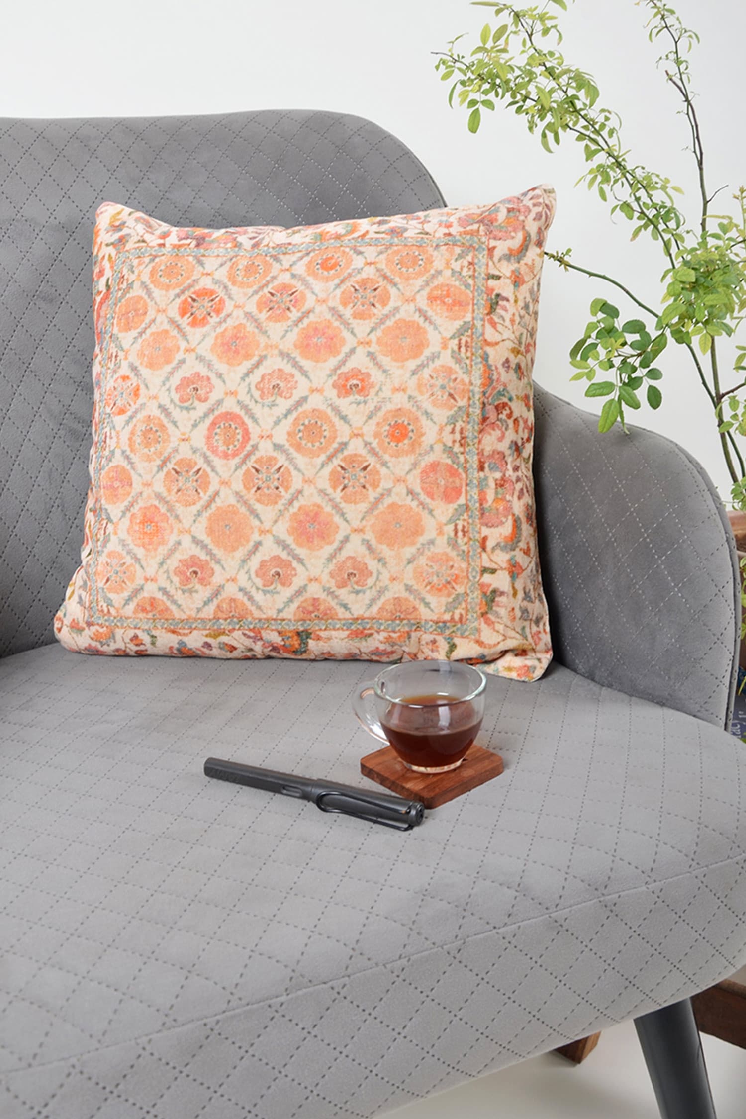 Buy ORNA Checkered Digital Print Cushion Cover Set Of 2 Online Aza