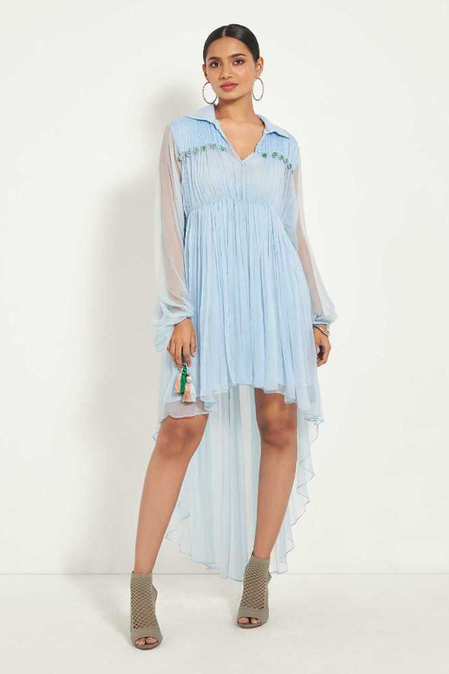 Buy Style Junkiie Blue Chiffon Layered Dress Online Aza Fashions