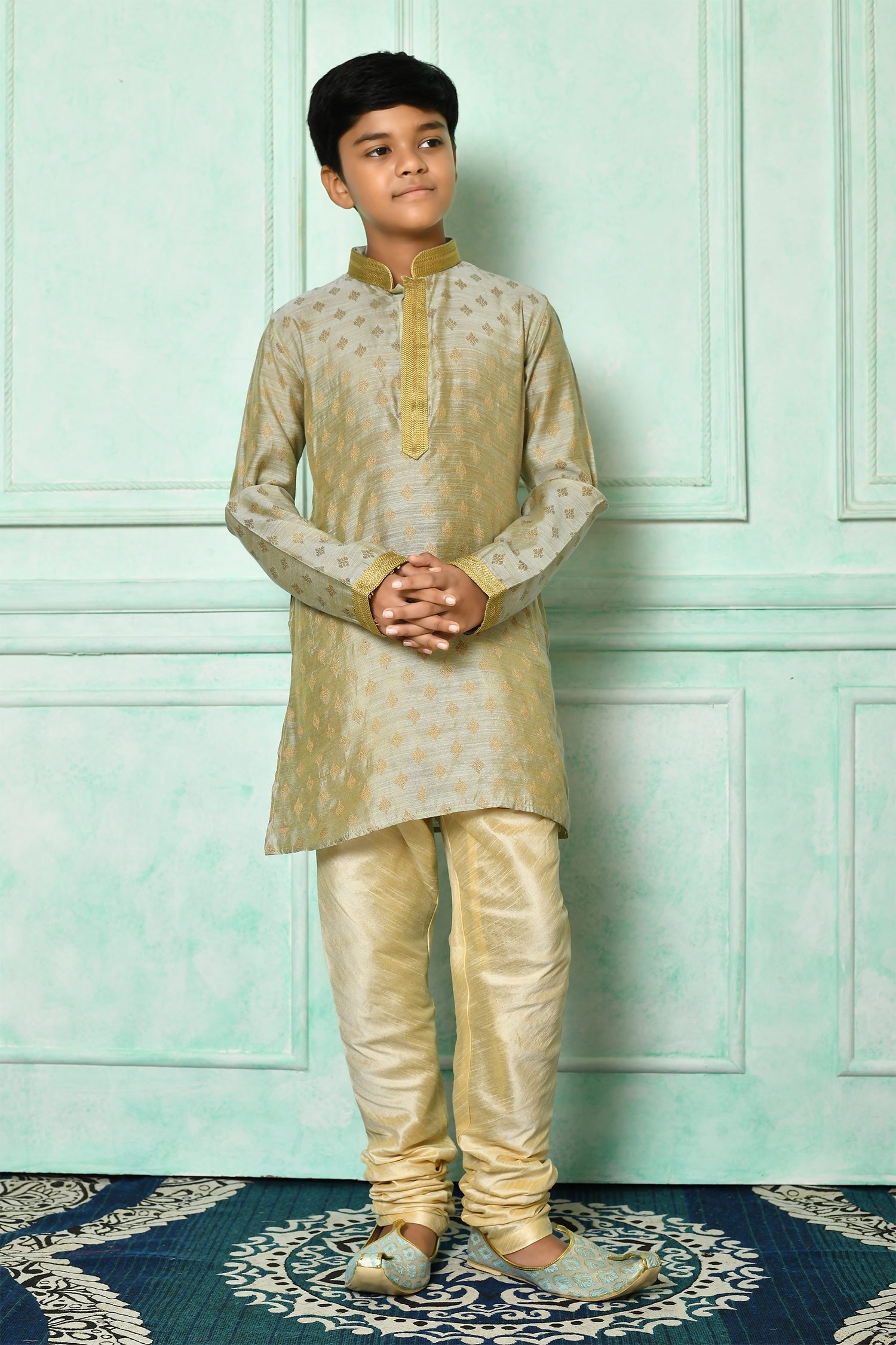 Embroidered Kurta & Churidar Set 