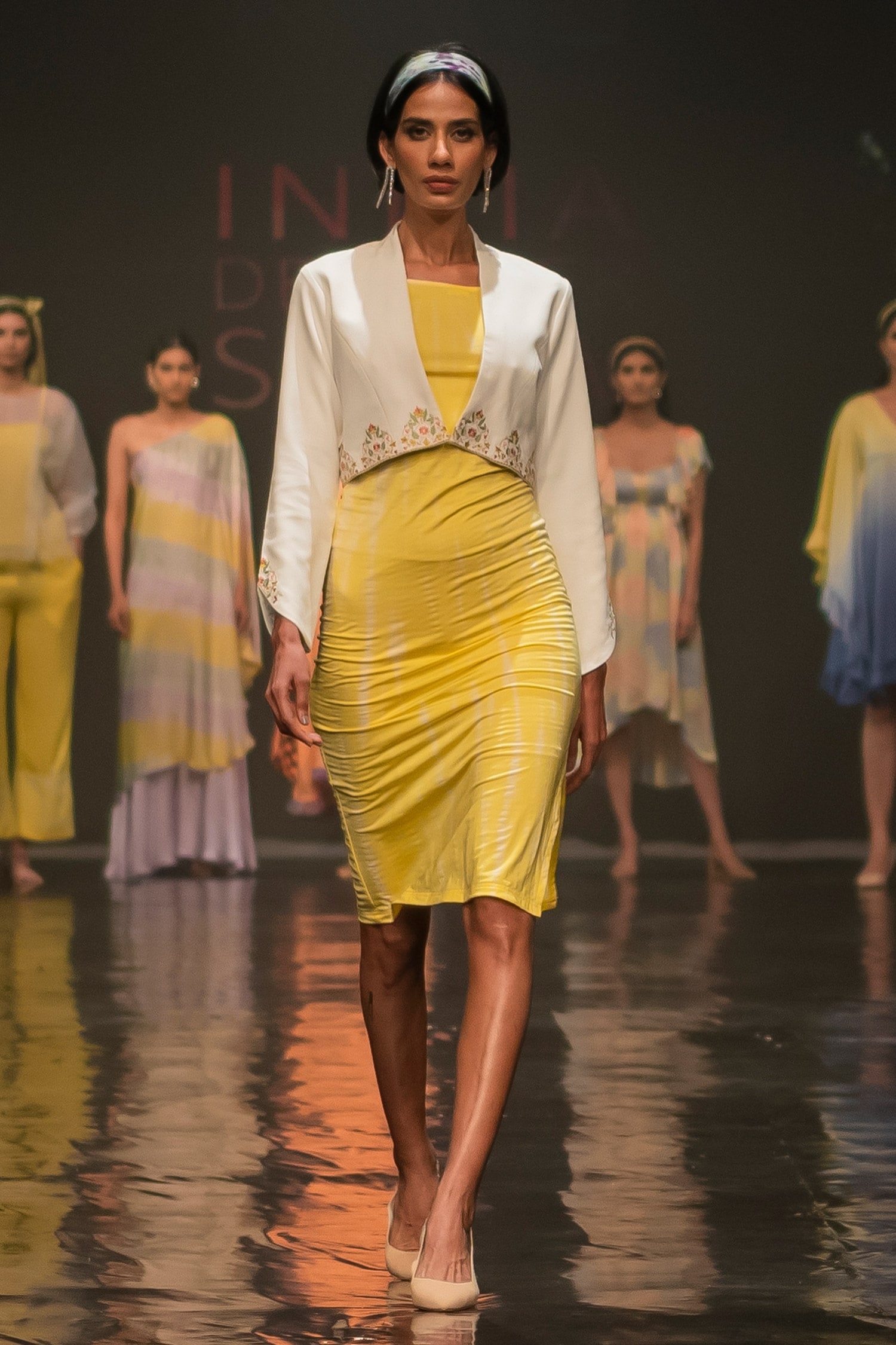 Buy Yellow Lycra Tie And Dye Straight Midi Dress For Women by Ranng Label  Online at Aza Fashions.