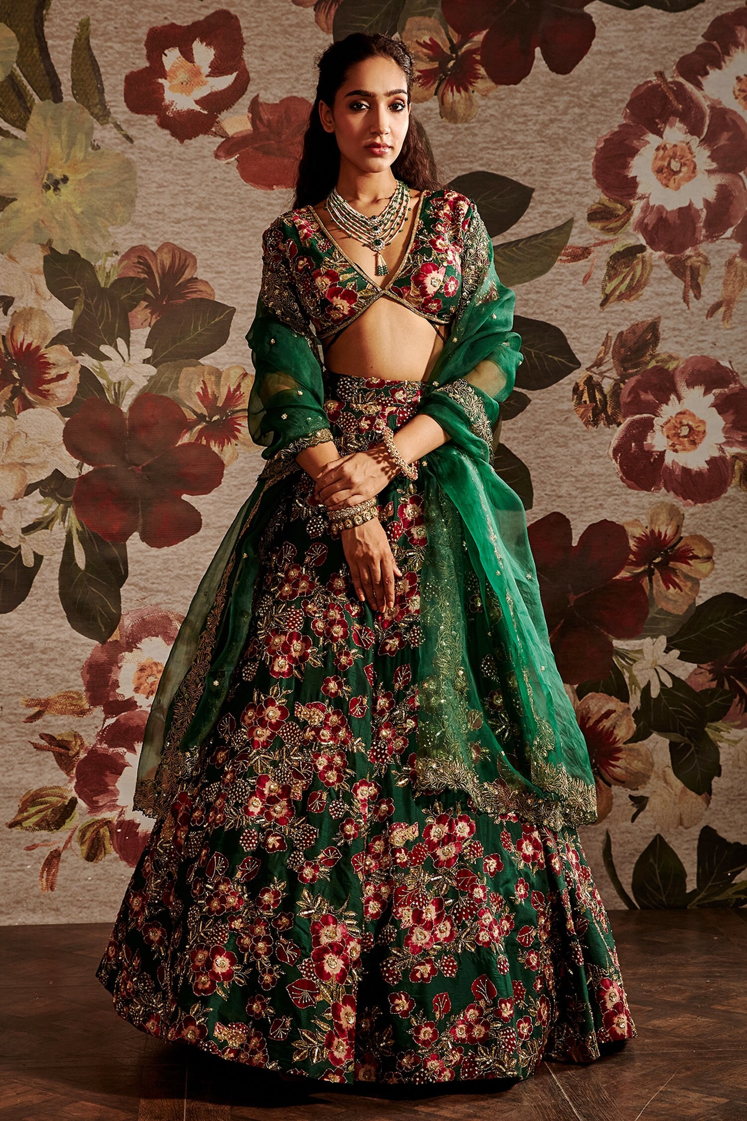 Katrina Kaif wears a floral Sabyasachi lehenga for Bharat's Mumbai premiere  | VOGUE India