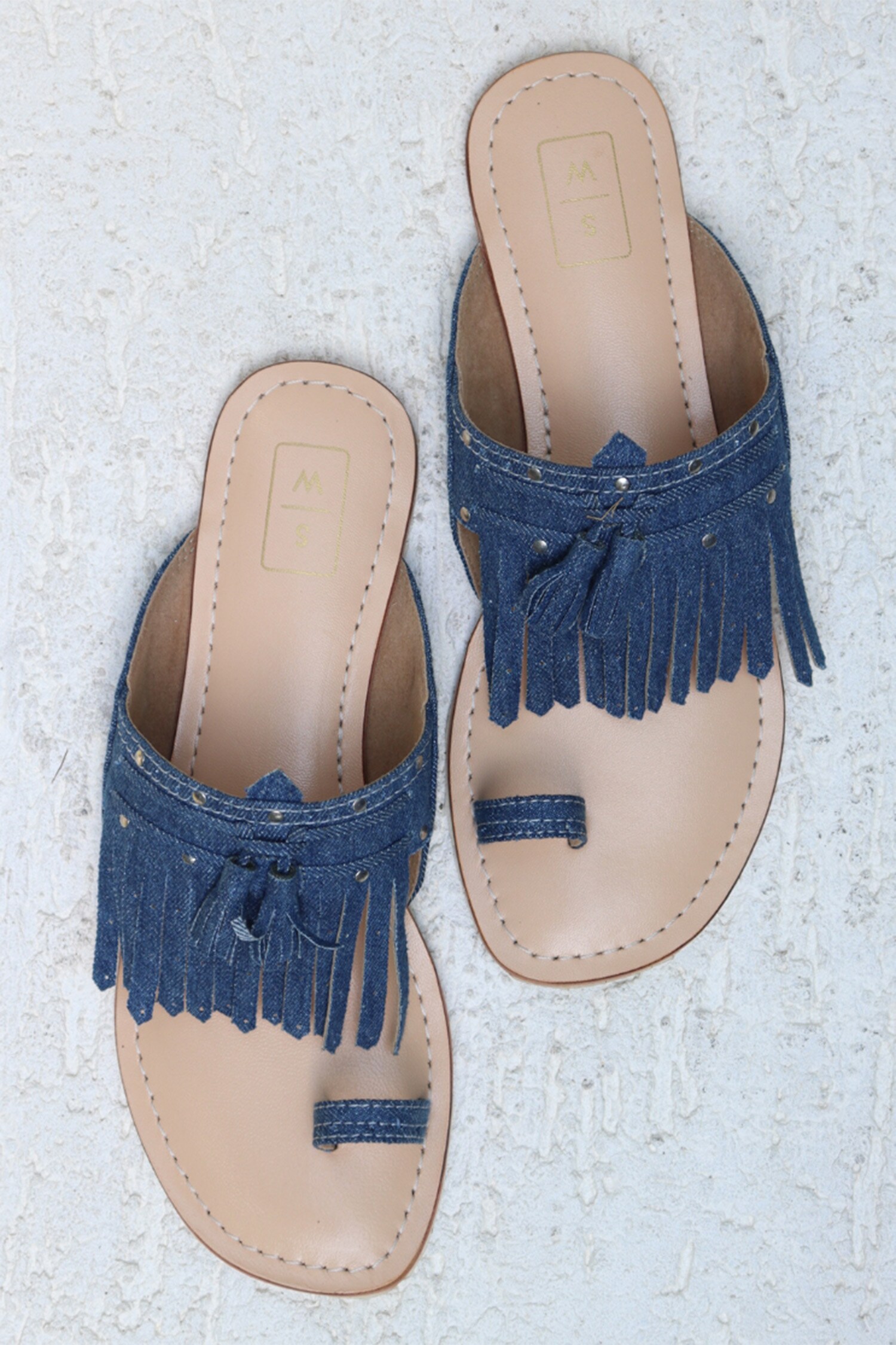 Buy Beige Lady Suzy Denim Sandals by Sandalwali Online at Aza Fashions.